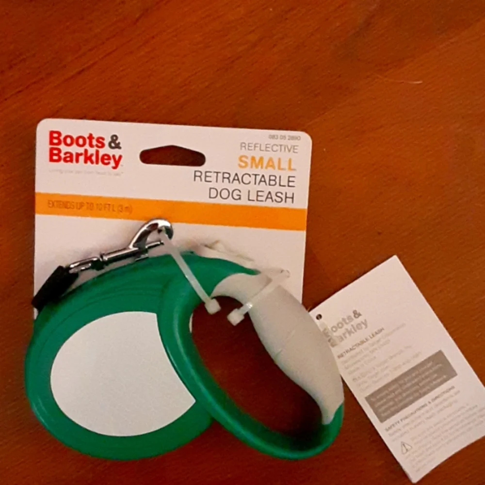 Boots & Barkley reflective Small retractable dog leash green gray 10 feet NEW…